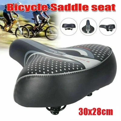 MARKENLOS Komfort Schwarz Extra Breite Groß Gefedert Fahrrad & Sattel Herren & Damen Sitz