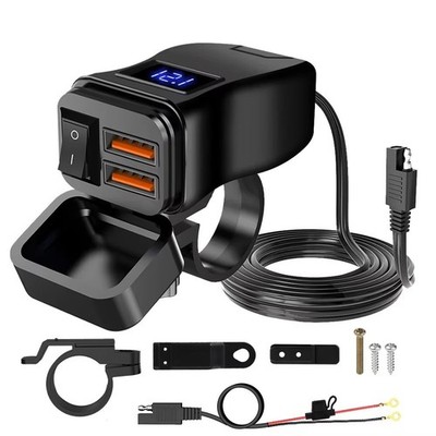 Dual Wasserdicht USB Port Motorrad Motorrad Ladegerät Buchse Schwarz Netzteil
