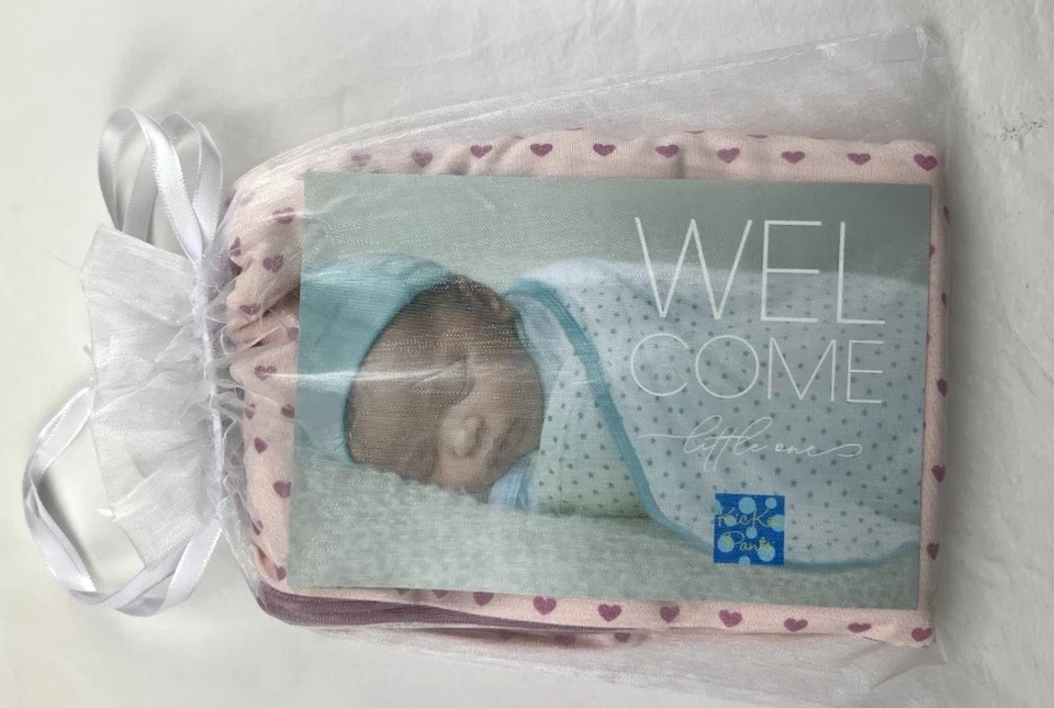 KicKee Pants Tiny Hearts Bamboo Swaddle Blanket Knot Hat Set Newborn Infant NWT - Image 4 of 4