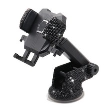 Bling Crystal Car Phone Holder Rhinestone Stand Windshield Dashboard Black