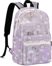 Mesh Backpack for Girls Women Semi-Transparent School Bookbag for Kids Adults wi