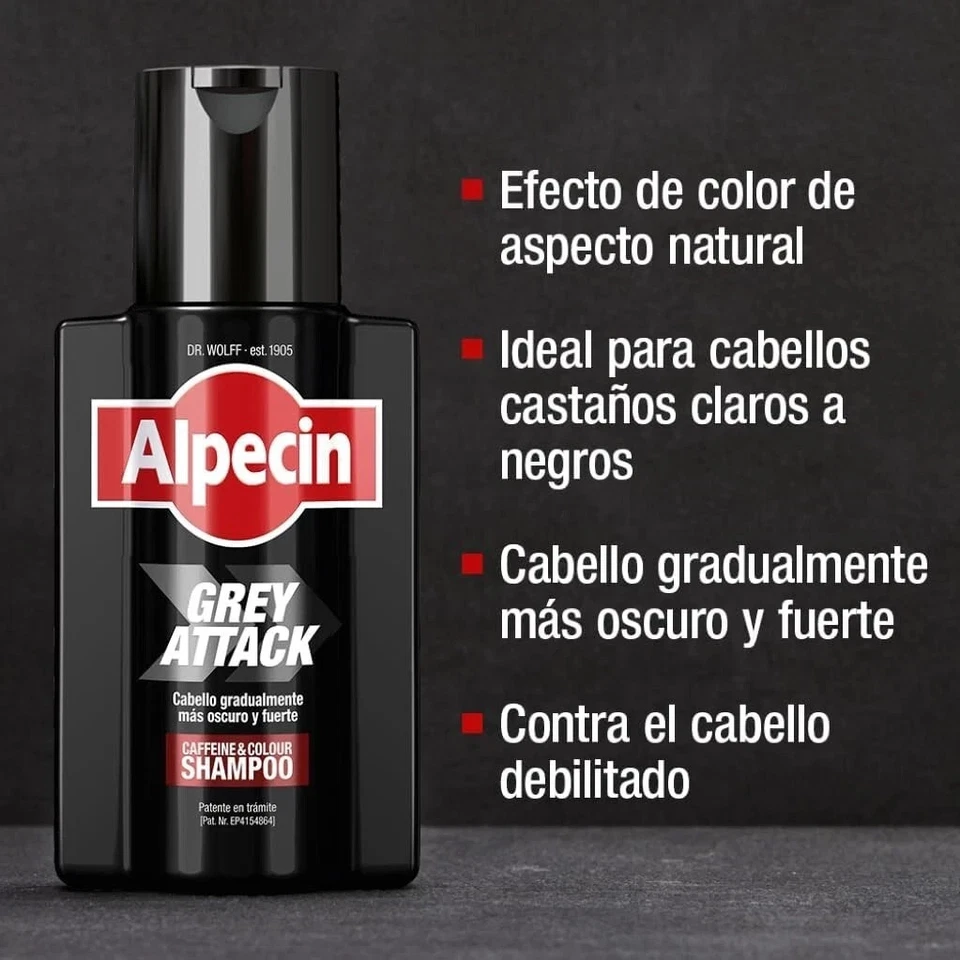 New Alpecin Grey Attack Caffeine & Colour Shampoo for Men 2x 200ml - Imagen 2 de 3