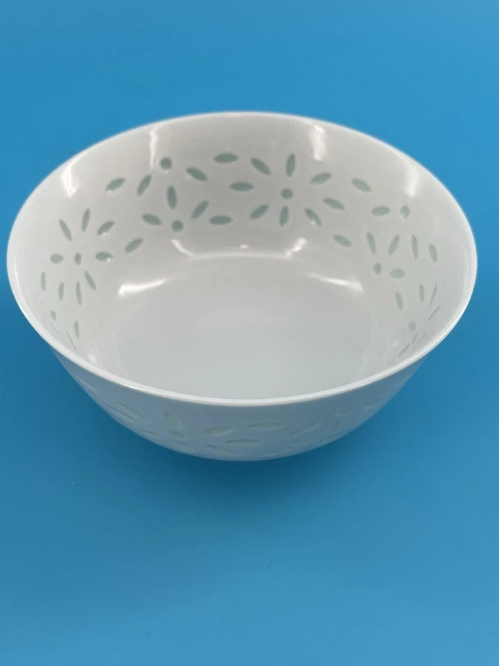Совершенно потрясающая белая фарфоровая чаша с «рисовым узором» с серым цветочным мотивом - Изображение 3 из 4