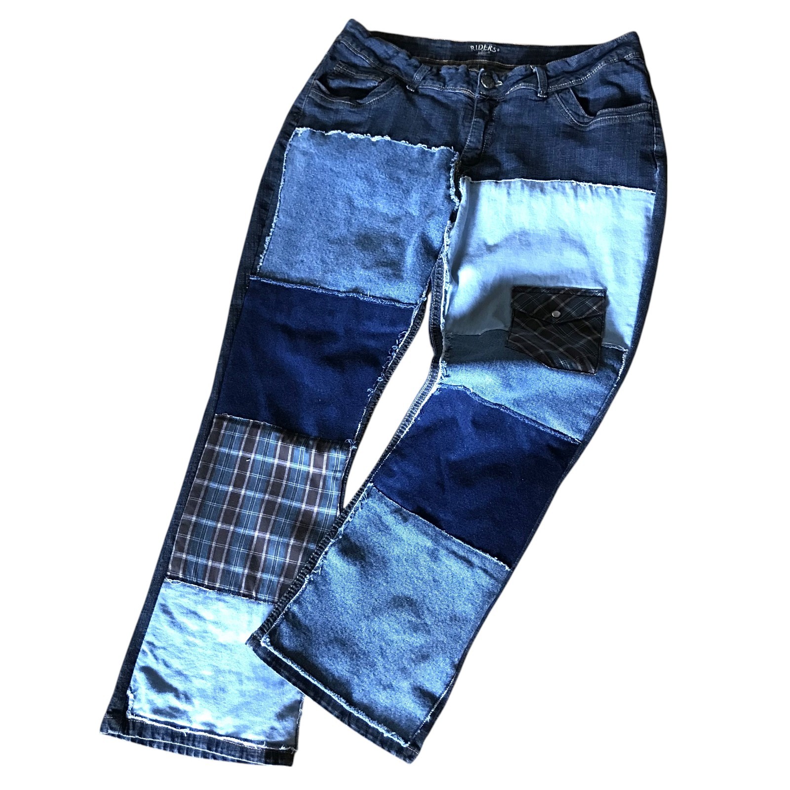 Upcycled Patchwork Jeans: Handmade Raw Edge Hippi… - image 6