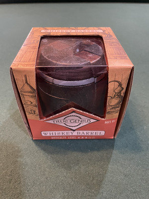 True Genius Whiskey Barrel Wood Brainteaser Puzzle Brand New