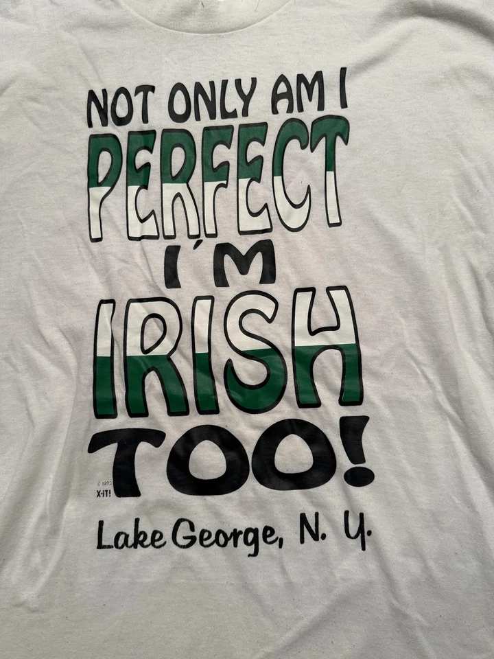 Camisa De Colección Irlandesa Lake George Para Hombres XL Blanca Gráfica Perfecta Divertida Camiseta Años 90 EE. UU. Foto 2 de 4