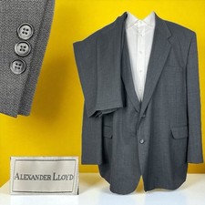 Alexander Lloyd 2 Piece Suit Mens 58L 52x30 Gray Textured Solid Two Buttons