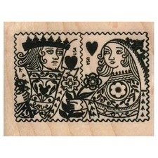 King And Queen Of Hearts Postoid 2 1/4 x 1 1/2" Mounted Rubber Stamp, Cards