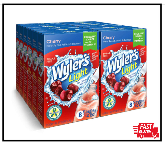 	Wylers Light Singles To Go Powder Packets Water Drink Mix Cherry Pack of 12	