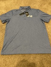 Travis Mathew Polo Shirt Mens XL Blue Heather Cotton Blend Performance Golf