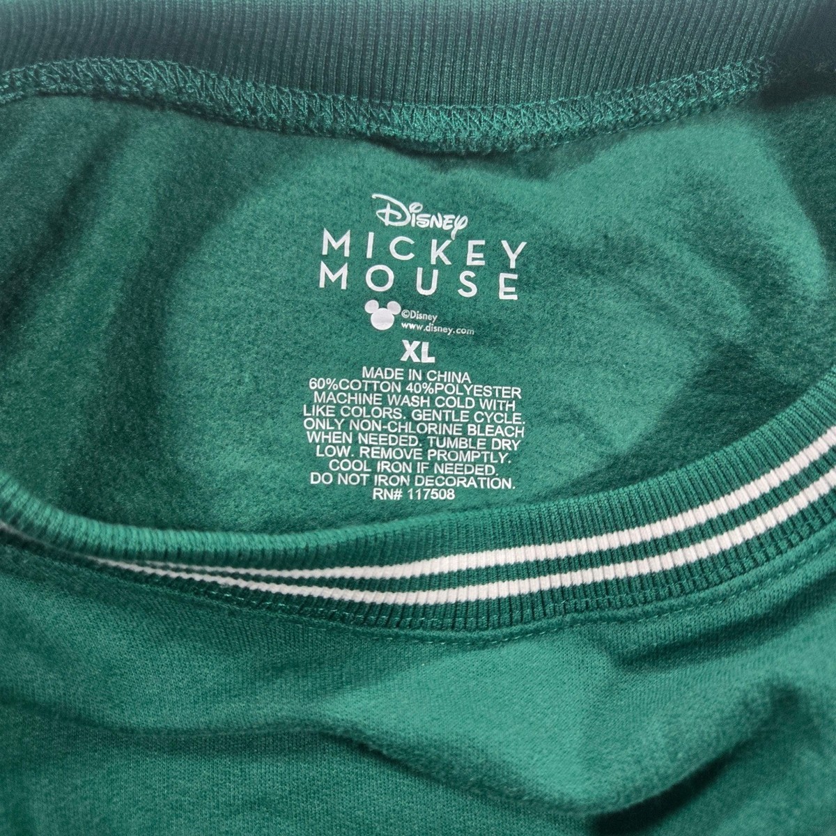Disney Mickey Mouse Sweatshirt XL Green Athletics Varsity Crewneck Pullover View 4