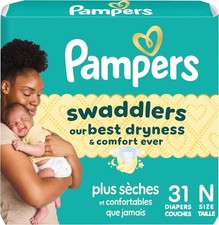 Swaddlers Newborn Diapers, Size NB, 31 Ct, Fragrance-Free, Hypoallergenic