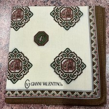 MAN HANKY PAISLEY BROWN GEOMETRIC CLASSIC VTG COTTON POCKET ART SQUARE 18   M293