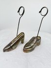 Vintage Godinger Silver Art Plated High Heel Loafer Oxfords Shoes Note Holders — photo 1