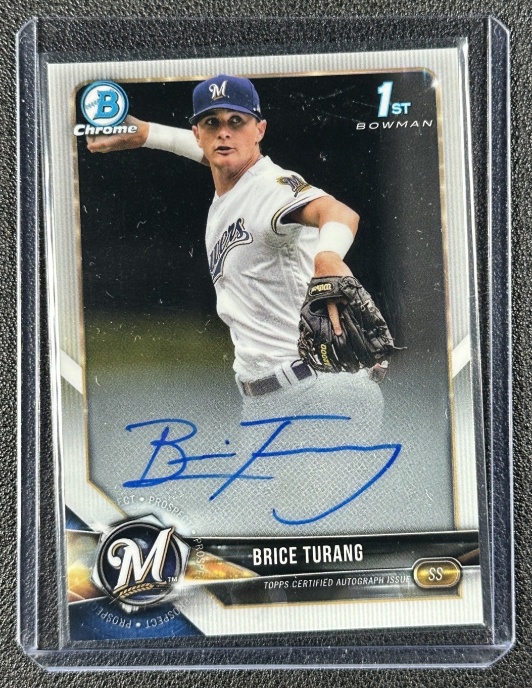 BRICE TURANG 2018 BOWMAN CHROME DRAFT #CDA-BT AUTO 1ST PROSPECT BREWERS