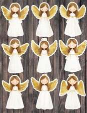 Angel with Gold Wings Die Cut Vinyl Stickers Set Scrapbooking Laptop Waterbottle