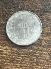 1943 Belgium 1 One Franc Zinc WWII German Occupation Vintage Actual Coin TC1784*