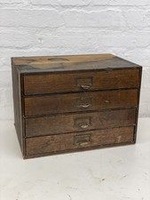 Vintage 4 Drawers Wooden Desk Table Top Storage Cabinet Box Art Workshop Office