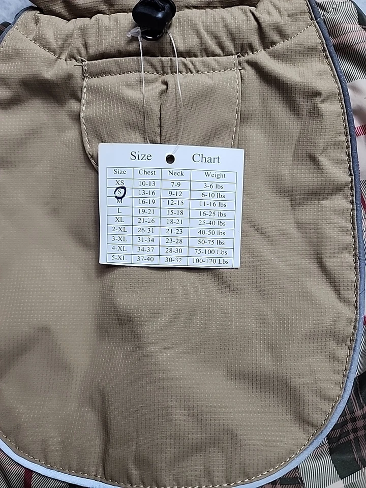  Doggie Design Alpine All-Weather Dog Coat - Beige Plaid  Small Dog - Image 2 of 4