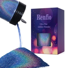 Holographic Ultra Fine Glitter Powder, 5.65 Oz 160g, Laser Ocean Blue 