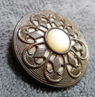 Vintage Antique Victorian Metal & Celluloid Button Fancy Design MOP Center — photo 2