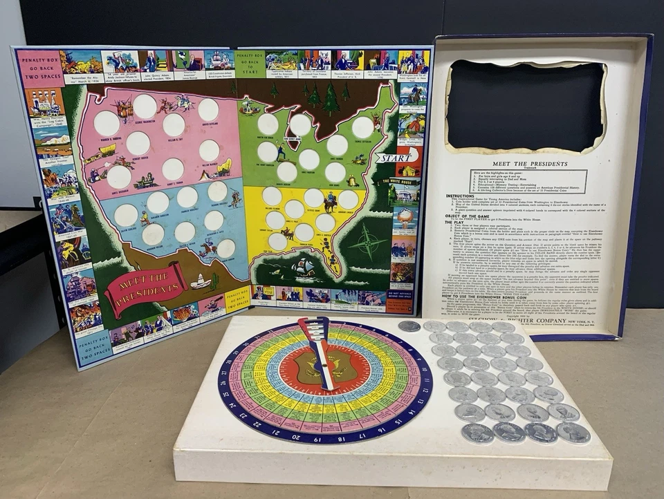 Vintage Meet The Presidents Quiz Game Selchow and Righter New York Complete - Image 2 of 4