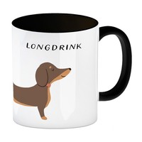 Dackel Kaffeebecher In Schwarz Mit Spruch Longdrink