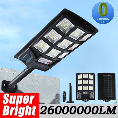 26000000LM Commercial Solar Street Light LED Outdoor Dusk to Dawn Road Area Lamp