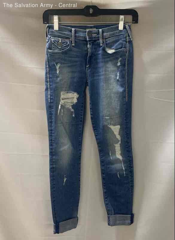 True Religion Womens Blue Denim Halle Mid Rise Super Skinny Jeans Size 23