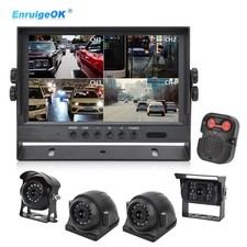 9'' DVR Quad Monitor with 4 AHD Cameras BSD Blind Spot Radar for Truck/Bus