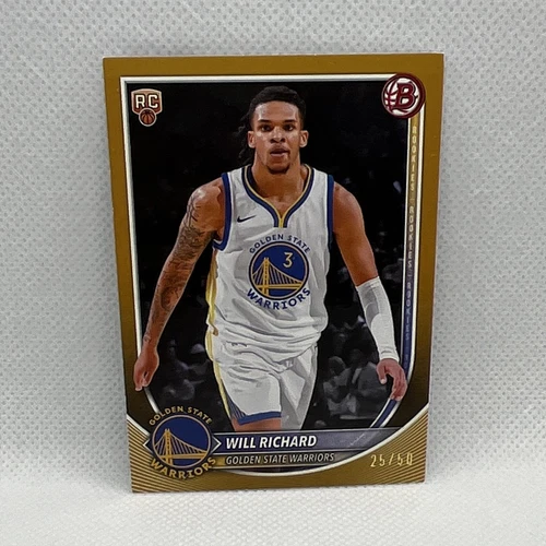Topps 2025-26 Bowman Will Richard RC Gold /50 #52 Golden State Warriors