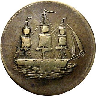 1836 Baltimore Maryland Merchant Token Sailing Ship & Shield