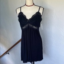 INC International Concepts NWT Midnight Black Lace Chemise Slip Dress Large