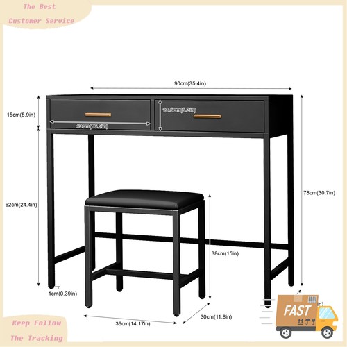 Small Computer Desk Home Office W/ 2 Drawer Stool Metal Sturdy New Writing Table - 第 4/6 張圖片