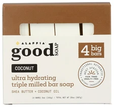 ALAFFIA Coconut Good Soap Value Pack 4 Count, 20 OZ 20 Ounce (Pack of 1) 