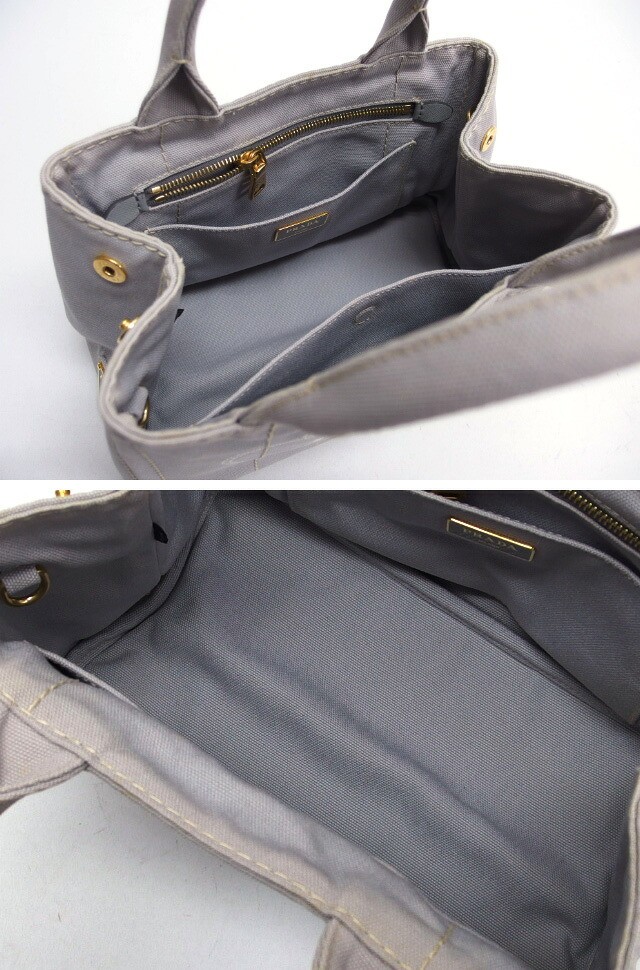 Prada Canapa Tote 2WAY Bag Light Gray 20260107 from japan thumbnail 4
