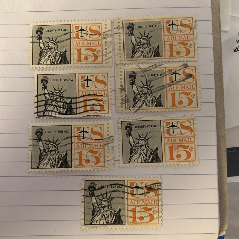 (7) 1959  US Air Mail Postage Stamp / Liberty / C58 / Used