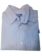 Chaps Dress Shirt Mens Medium 15-15.5 32/33 Blue Stripe Wrinkle Free Long Sleeve