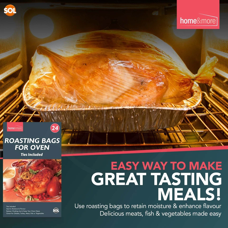 12-48 Large Roasting Bags Chicken Turkey Poultry Meat Fish Oven Cooking 25x38cm - Image 3 of 4