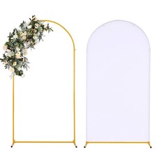 6.6FT Arch Backdrop Stand and Cover Set, Metal Arch Stand with White Cover fo...