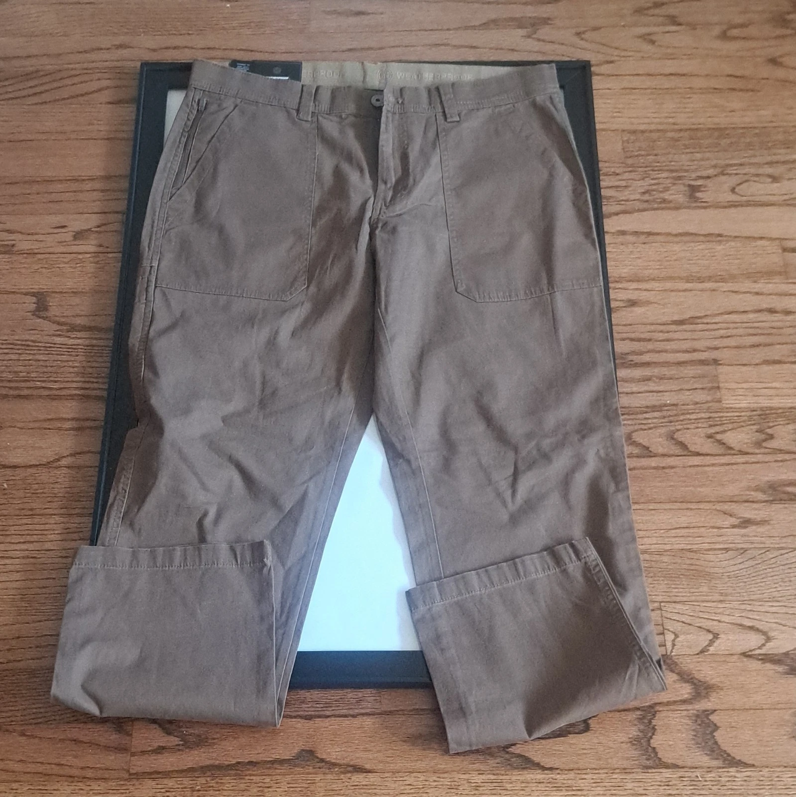Weatherproof Men's Trail Utility Pants Brown Stretch Straight Leg Flat Front 34
