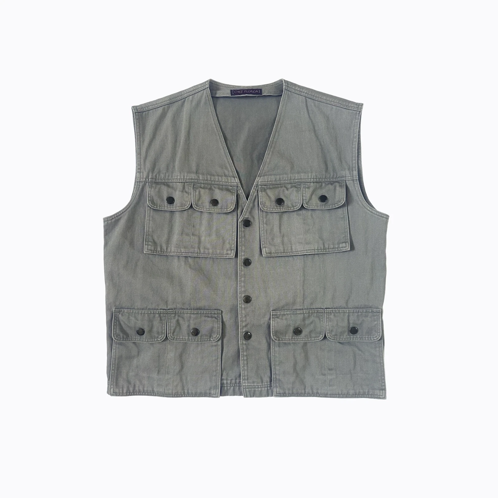 Vintage Cargo Utility Vest L Khaki Multi-Pocket Safari Gorp Anglercore Outerwear