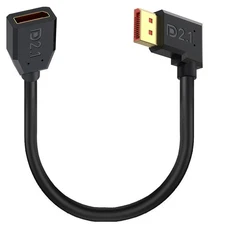 DisplayPort Extension Cable 15cm, Right Angle, DP 2.1, 16K@60Hz, 8K@60Hz