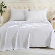 King Flat Sheet Only 4 Pack, Durable White Top Bed Sheets Hypoallergenic Soft...