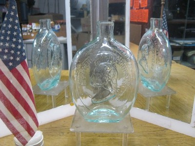 * AFFORDABLE* OPEN PONTIL~GI-38~WASHINGTON/TAYLOR~AQUAMARINE~1 PINT FLASK