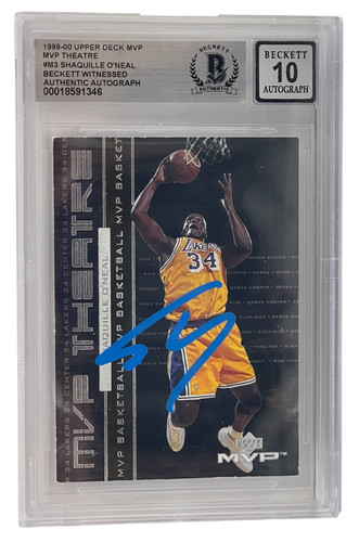 Shaquille O'Neal Signed 1999-00 Upper Deck MVP #M3 BAS Slabbed Auto Grade 10