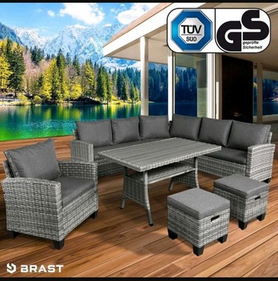 BRAST Poly Rattan Sitzgarnitur Family Gartenmöbel Essgruppe Lounge Sitzgruppe