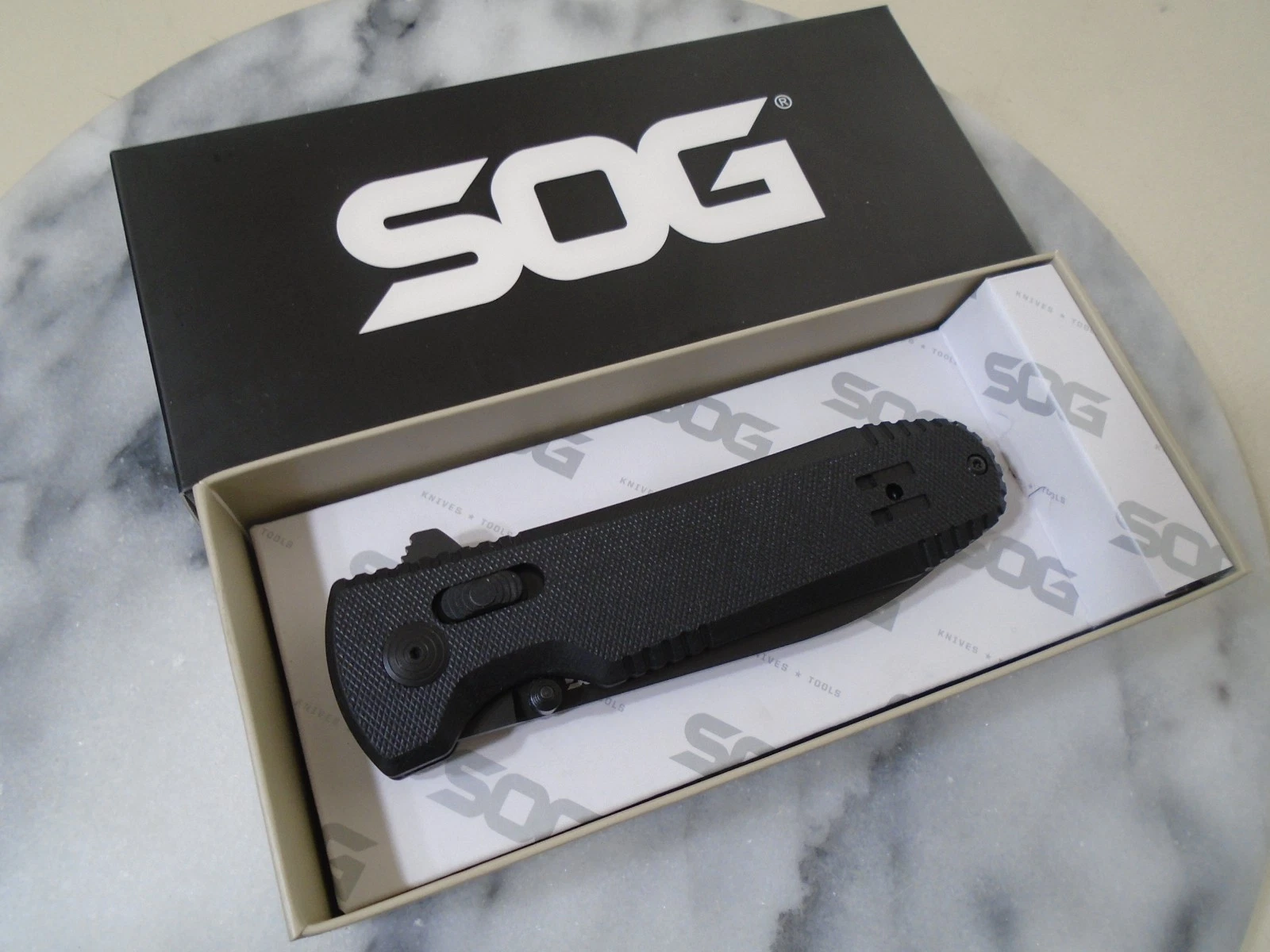 SOG Pentagon XR Blackout Ball Bearing Pivot Pocket Knife Dual Edge Tip 12610157 image 4