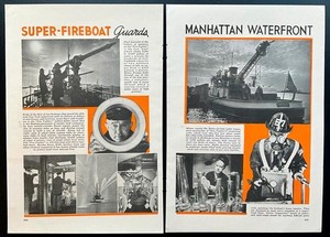 Fire-Fighter FDNY Marine 1 1939 pictorial “Fireboat Guards Manhattan Waterfront"