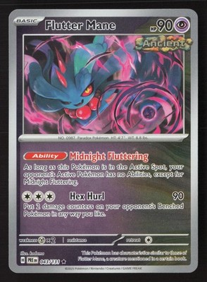 Flutter Mane 043/131 Rare Prismatic Evolutions Pokemon Reverse Holo Near Mint